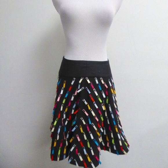Giorgio Armani Emporio multicolor ribbon sequin black mini skirt i40 ART TO WEAR